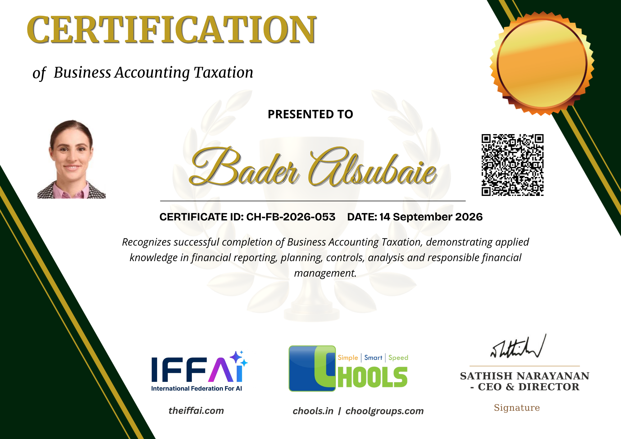 Business Accounting Taxation Certificate